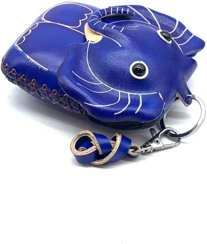 Vista 8 de Handmade Vintage Genuine Leather 3D Animal Elephant Coin Purse With Removable Wrist Strap (Brown)