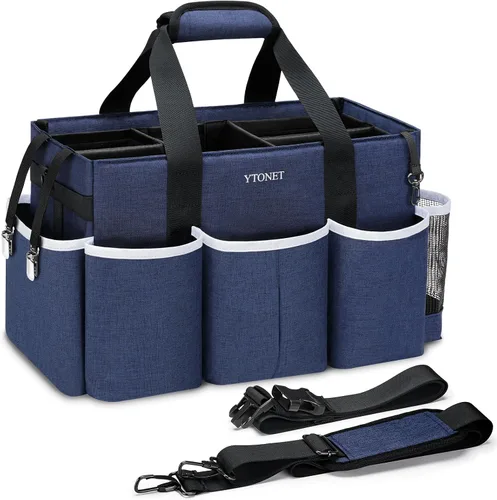 Vista 8 de Ytonet Bolsa Organizadora de Limpieza Portátil, Organizador Grande de Suministros de Limpieza con 4 Divisores Plegables, Organizador Caddy con Asa