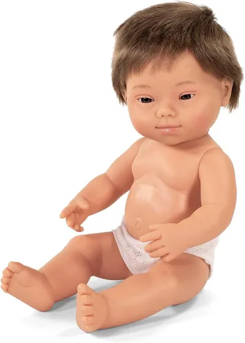 Vista 2 de Miniland Muñeca de bebé educativa anatómicamente correcta de 15 pulgadas, síndrome de Down Boy, Multi