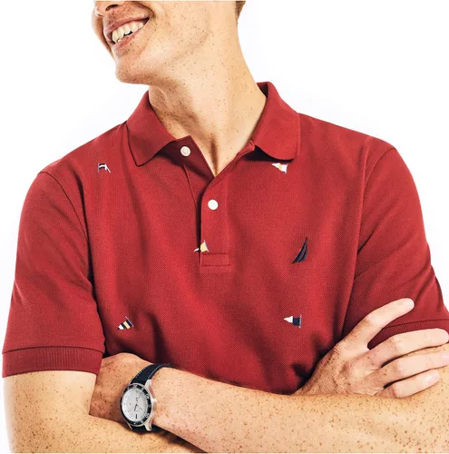 Vista 4 de Nautica Polo de cubierta con estampado de ajuste clásico para hombre