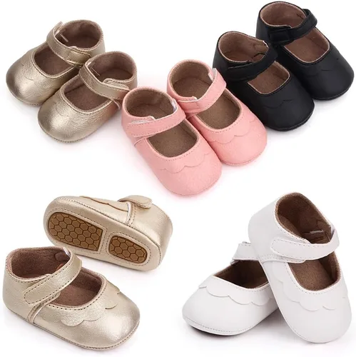 Vista 7 de Zapatos planos Mary Jane para bebés y niñas, suela suave antideslizante, suela suave, princesa, primeros pasos, de piel sintética, zapatos de vestir
