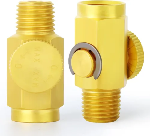 Vista 2 de TAISHER 2 piezas de latón compresor de aire accesorios herramienta de control, válvula reguladora de flujo de aire en línea 1/4 "NPT macho x 1/4