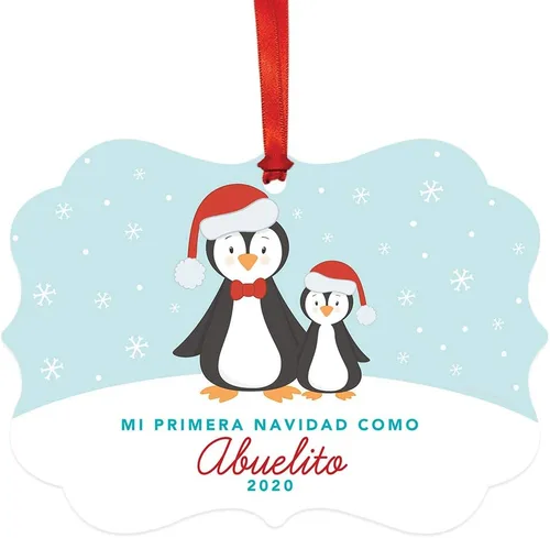 Vista 11 de Andaz Press Adorno de recuerdo de Navidad con marco de fantasía de familia española, Nuestra Primera Navidad Como UNA Familia De Tres 2024, Familia
