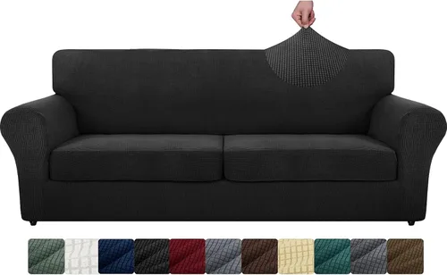 Vista 48 de MAXIJIN 2 piezas de fundas para silla con brazos, funda para silla de sofá para sala de estar, funda elástica para perros para una silla con 1 cojín