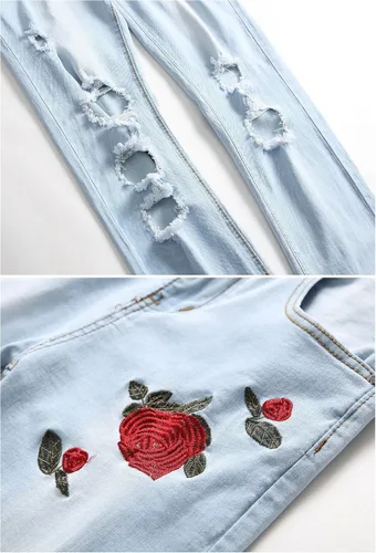 Vista 4 de Fredd Marshall - Pantalones de mezclilla ajustados para hombres, son elásticos y de diseño rasgado