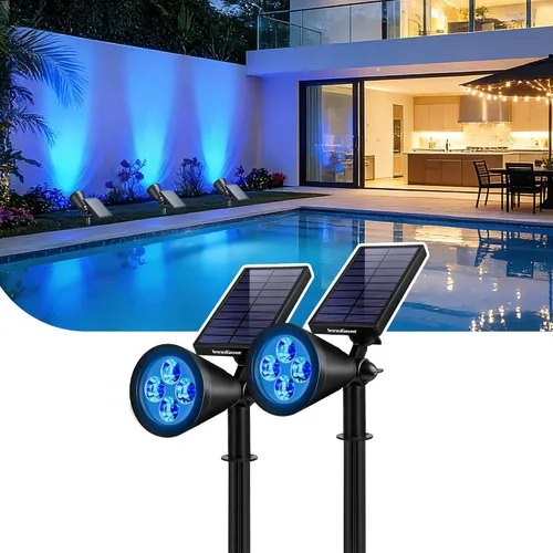 Vista 11 de InnoGear Focos solares, luces solares para exteriores, focos solares para bandera, poste de bandera, impermeable, iluminación de paisaje exterior
