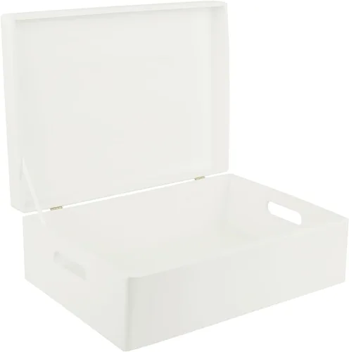 Vista 10 de Creative Deco Caja de almacenamiento grande de madera con tapa con bisagras 11.8 x 7.87 x 5.51 pulgadas (+-0.5) Caja de regalo sin acabar, lisa