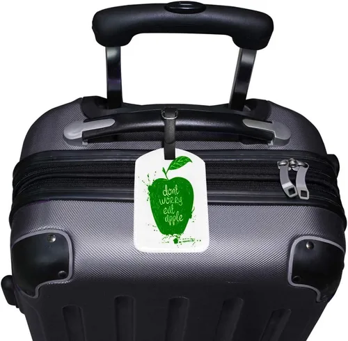 Vista 2 de Travel Luggage Tag Baggage Tag Backpack Label Suitcase Travel Identifier Smart Leather Green Apple Travel Business Girls Boys Family Trip