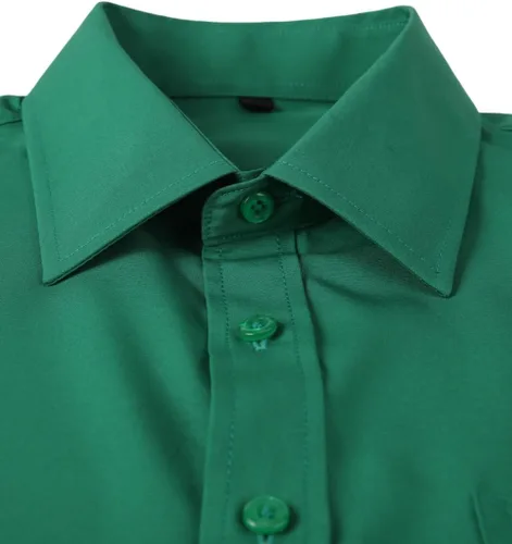 Vista 39 de corfty Camisa de vestir de manga larga para hombre, ajuste regular, elástica, sin arrugas, casual, con botones