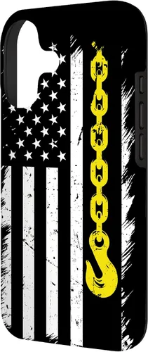Vista 2 de Tow Truck Driver American Flag Yellow line Case for iPhone 17