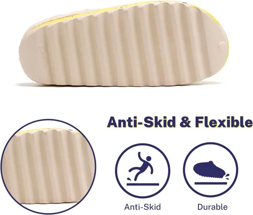 Vista 3 de Mukinrch Pantuflas para mujeres y hombres, pantuflas de casa, pantuflas peludas de EVA, impermeables, suaves, de felpa, para dormitorio, interiores