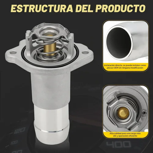 Vista 5 de Conjunto de carcasa de termostato de aluminio compatible con Chevrolet Colorado 2004-2012, GMC CANYON 2004-2012, HUMMER H3 H3T 2006-2012, ISUZU