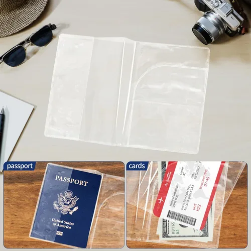 Vista 4 de Protector transparente para pasaporte, cubierta de plástico impermeable para pasaporte, protector de identificación de vinilo para documentos