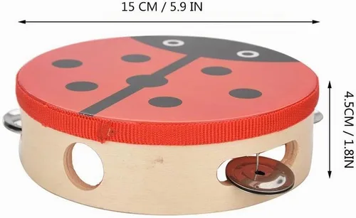 Vista 4 de Tambor de percusión de mano de madera de 5.9 in para niños, regalos de canciones de baile (1#)