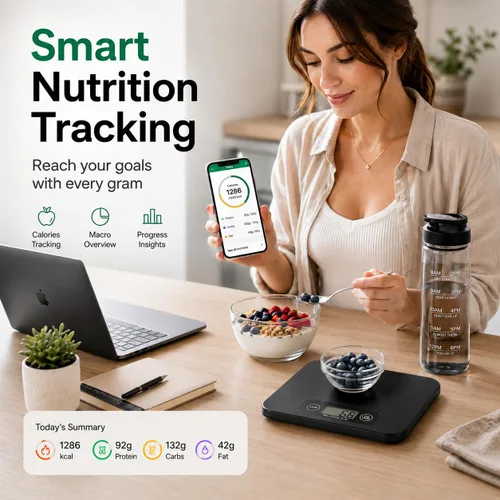 Vista 8 de URAMAZ Báscula de alimentos con calculadora nutricional, báscula digital de alimentos para báscula de cocina gramos y onzas, báscula inteligente