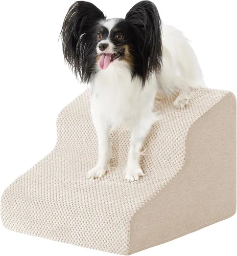 Vista 10 de Ahpmeoa Escaleras para perros para cama de 23 pulgadas de alto, escalones Gris