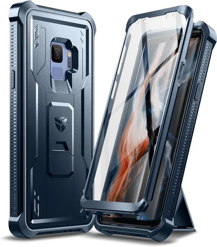 Vista 10 de Dexnor Funda para Samsung Galaxy S9, [Protector de pantalla y soporte integrados] Protección de grado militar resistente a prueba de golpes