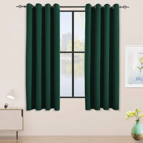 Vista 28 de Cortinas opacas para dormitorio, con aislamiento térmico y bloqueo de luz, para oscurecer la habitación, cortinas con ojales sólidos para ventana