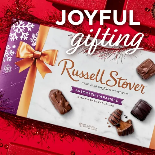Vista 7 de RUSSELL STOVER Caramelos surtidos navideños en caja de regalo de dulces de chocolate negro y leche, 9 onzas