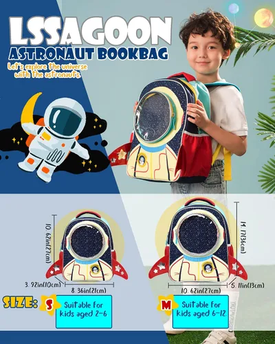 Vista 7 de LSSAGOON Mochila para niñas y niños, mochila para libros para niños de 2 a 12 años, lista para volver a la escuelacumpleañosregalos de Navidad, Azul