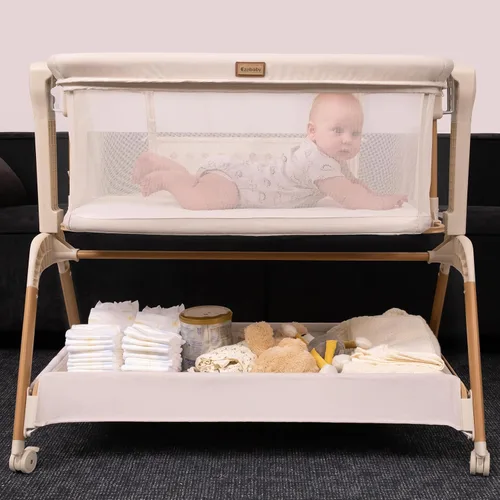 Vista 9 de Ezebaby Cuna para Bebé al Lado de la Cama: Cuna con Balancín 3 en 1 para Bebé - Cuna de Malla Completa Transpirable con Colchón 6 Ajustes
