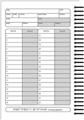Vista 3 de Libro de puntuación de ajedrez Perfect Strike con reglas e instrucciones de puntuación. Libro de mantenimiento de puntuación resistente. Calidad