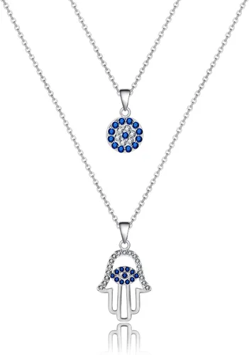 Vista 8 de Collar de Ojo Malvado para Mujer 18K Chapado en Oro Collar de Ojo Malvado en Capas Joyería de Ojo Malvado Hecha a Mano Collar de Protección