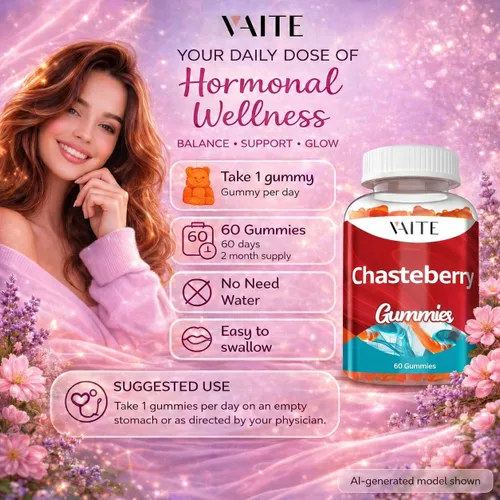 Vista 4 de Chasteberry Suplemento para mujer, gomitas – Suplementos masticables veganos para equilibrar el apoyo hormonal para mujer, masticables a base