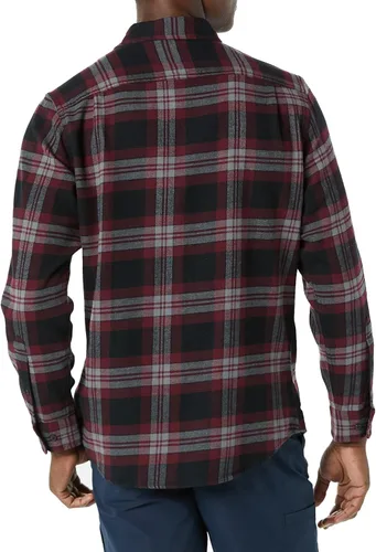 Vista 35 de Amazon Essentials Camisas de franela de manga larga para hombre, corte ajustado, a cuadros con botones
