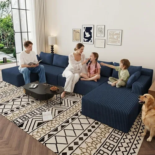 Vista 105 de Lakifun Sofá en Forma de L de 107" con Otomana, Seccional Modular Moderno Sofá Cómodo en Forma de U Nube, Asiento Profundo, Chaise Longue Cama