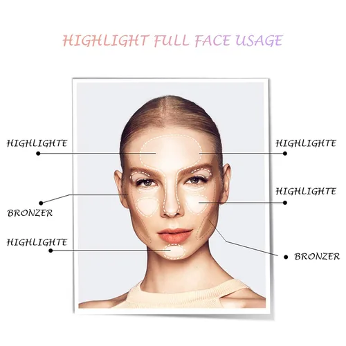Vista 8 de Paleta de maquillaje iluminador, paleta de contorno brillante en polvo para iluminar el contorno de la cara, maquillaje dorado con reflejos