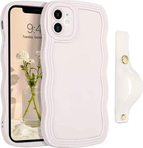 Vista 17 de GUAGUA Funda para iPhone SE 2022/2020, Funda para Teléfono iPhone 7/8 Diseño Lindo de Forma de Onda Rizada TPU Suave con Correa de Muñeca Soporte