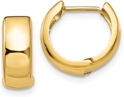 Vista 9 de Aretes de Aro Huggie de Oro de 14 Quilates (Huggie Ancho de 5mm), Verdaderos Aro de Oro de 14 Quilates