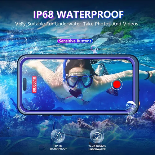 Vista 104 de Temdan - Funda impermeable diseñada para iPhone 12, protector de pantalla y cámara integrado IP68 bajo el agua, cuerpo completo, a prueba de caídas