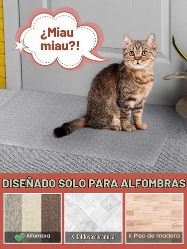 Vista 5 de Protector de alfombra de 8.2 pies (L) para mascotas - Protector de alfombra antideslizante para gatos, tapón resistente a los arañazos