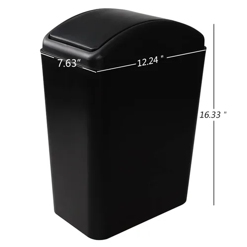 Vista 3 de Cubo de basura de plástico con tapa, 4.5 galones, color negro, paquete de 3