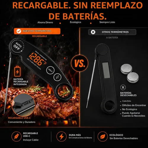 Vista 4 de Termómetro de comida de lectura instantánea recargable para carne, termómetro digital de cocina, termómetro de alimentos rápido y preciso