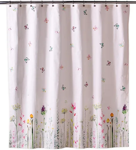 Vista 27 de Maison d' Hermine Cortina de ducha 100% algodón, un panel, 70 x 72 pulgadas, cortinas de ducha de tela lavable para baño, fácil de colgar con 12