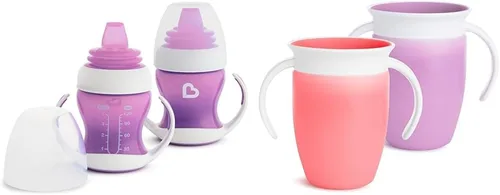 Vista 9 de Munchkin® Gentle™ Transition Sippy Trainer - Tazón de 4 onzas, paquete de 2, cuencos de succión azules y Stay Put™ para bebés y niños pequeños