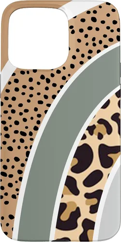 Vista 31 de Boho Burnt Orange Half Rainbow with Dotted Pattern Leopard Case for iPhone 17