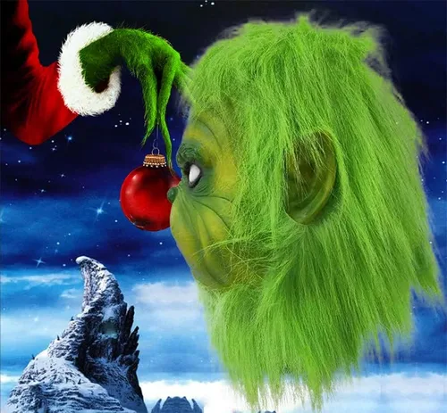 Vista 4 de WPOYM Máscara de Navidad para cosplay accesorios de máscara de monstruo verde accesorios de disfraz de mascarada máscara de cabeza completa de látex