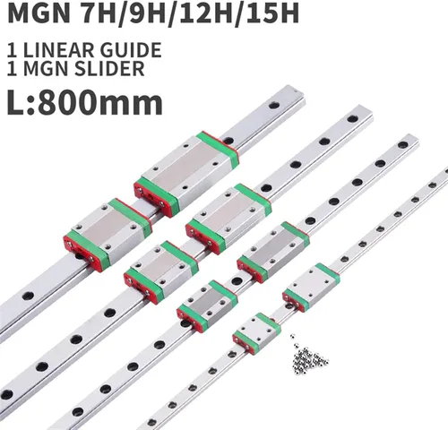 Vista 2 de Guides 3D Printer MGN7H MGN9H MGN12H MGN15H 800mm Miniatura De Carril Lineal Slide 1pc MGN Linear Guide + 1pc MGN Long Slider Linear Motion Guides