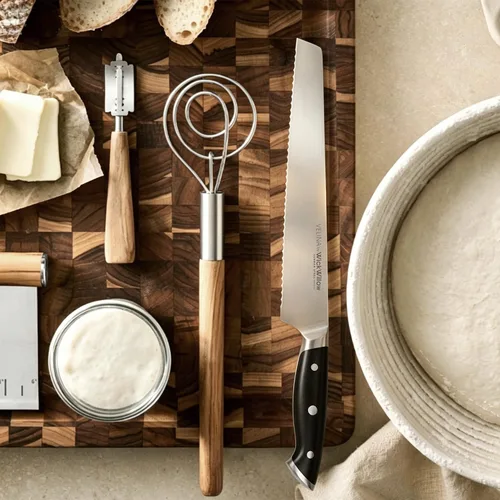 Vista 6 de WICKWILLOW Cuchillo de pan de 10 pulgadas – Acero alemán afilado DIN1.4116 – Cuchillo dentado para rebanar pan casero, masa madre y pastel – Espiga
