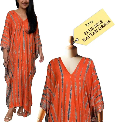 Vista 16 de Vestidos caftán hechos a mano en talla grande para mujer, vestido de gran tamaño teñido anudado, salida de baño para vacaciones y salidas nocturnas
