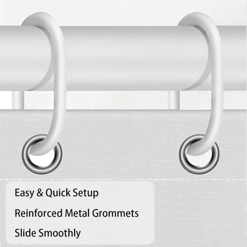 Vista 7 de Pink Shower Curtain, Water Repellent Polyester Bathroom Curtains with Weighted Hem & 12 Hooks, Washable Quick-Drying Shower Curtain Set for Bathroom