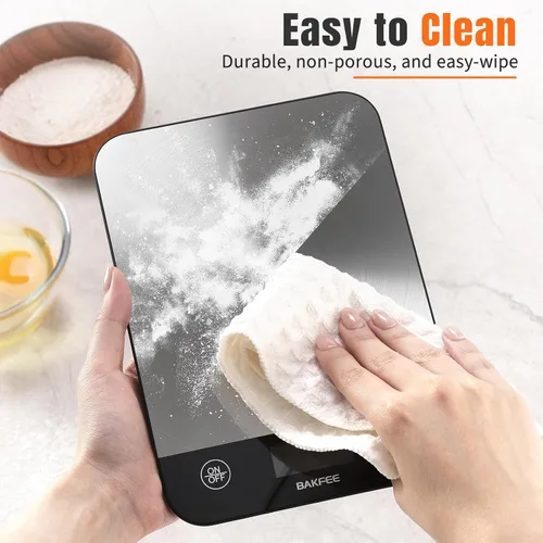 Vista 4 de Báscula digital de cocina de 33 libras, báscula de alimentos recargable con acero inoxidable, gramos y onzas, carga USB, 0.04 oz de alta precisión