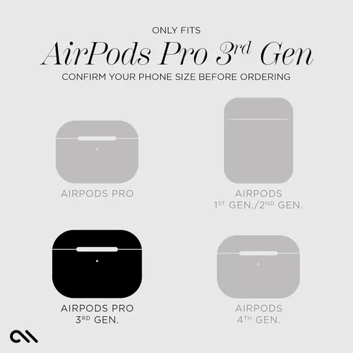 Vista 2 de Case-Mate Funda para AirPods Pro 3 con mosquetón negro [compatible con carga inalámbrica] – Funda negra resistente para AirPods Pro 3