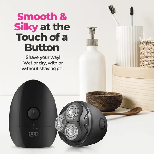 Vista 6 de Pop Sonic Moon Shaver (negro) - Afeitadoras faciales y corporales para hombres y mujeres - 3 cabezales giratorios flotantes con tapa extraíble