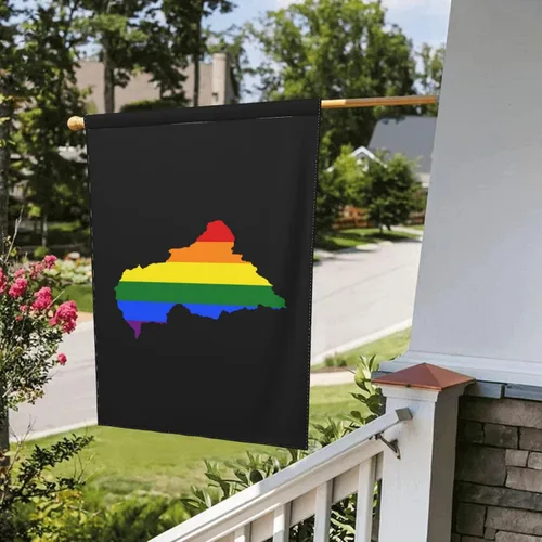 Vista 8 de LGBT Flag Map Of The Central African Republic Garden Flag 28"x40" Inch Double Sided Garden Flags Home Lawn Outdoor Decor Flags Party Banner Welcome