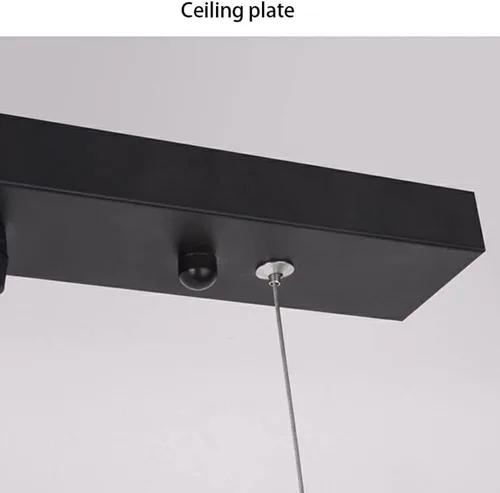 Vista 7 de Líneas geométricas nórdicas forma arqueada colgante de luz altura ajustable lámpara de metal iluminación negro oro moderno lámpara colgante